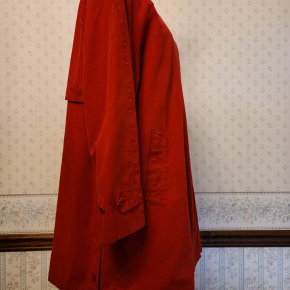 BURBERRY OF LONDON VTG FADED RED TRENCHCOAT WITH PLAID AND DETACHABLE HOOD - Picture 14 of 16